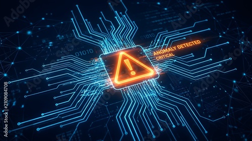 Critical Anomaly Detected Digital Alert on Circuit Board