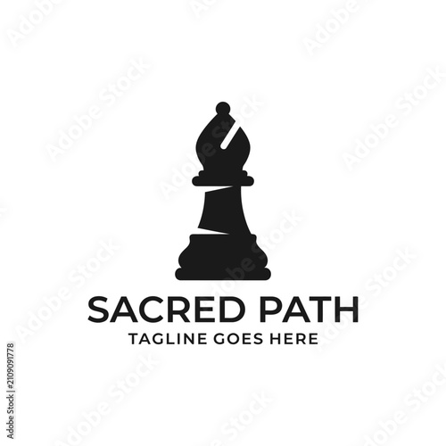 Принти на полотні Stylized chess bishop silhouette representing strategic pathfinding and intellectual leadership