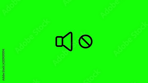 Mute speaker icon on green screen background. 4K Video