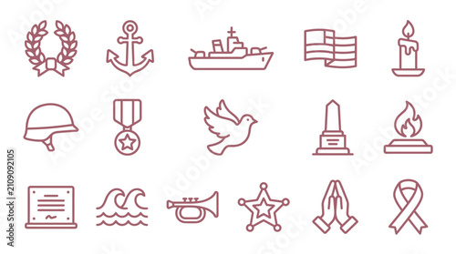 Konstfotografi Collection of patriotic and memorial icons representing military service, remembrance, and national symbols
