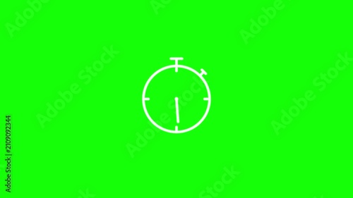 Animated stopwatch icon ticking on green screen background. 4K Video