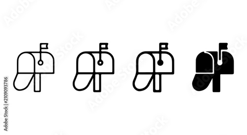 Cuadro en lienzo Mailbox Icons Set, Postal Service Symbols, Delivery Box Graphics, Communication