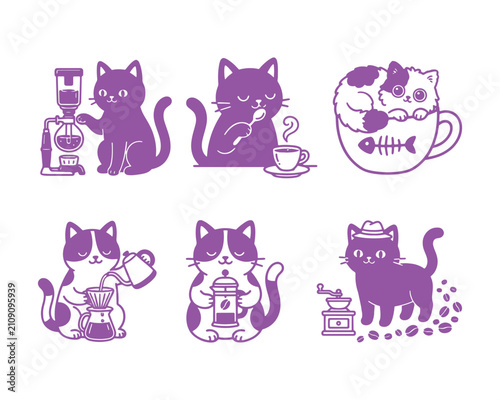 Cute Cartoon Cat Character Collection
