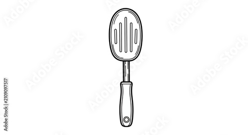 Bild auf Leinwand Slotted kitchen spoon utensil for cooking