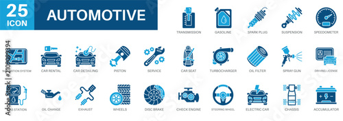Obraz na plátne automotive icon set, spare part, car detailing, car service, workshop, and check engine