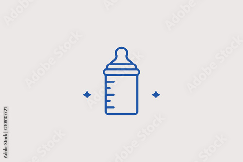 Baby feeding bottle line icon for pharmacy. Vector illustration for baby food brand, pediatric clinic, maternity store, supermarket.