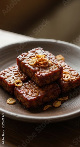 Glazed meatloaf slices on plate