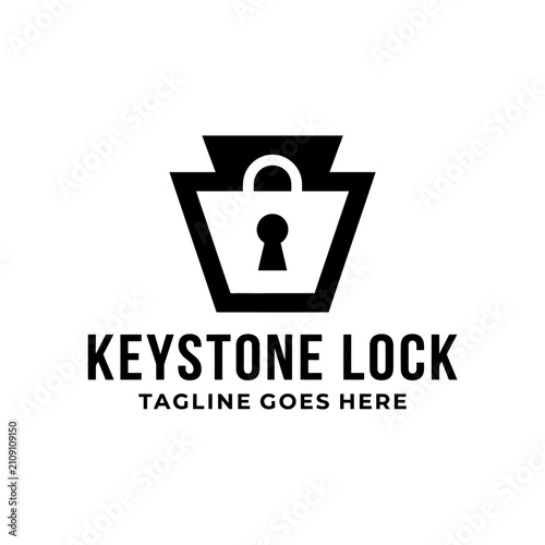 Canvas Print Secure keystone padlock logo for real estate or cybersecurity sectors