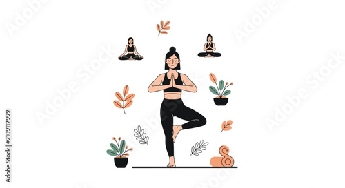 Woman practicing tree pose for yoga and mindfulness