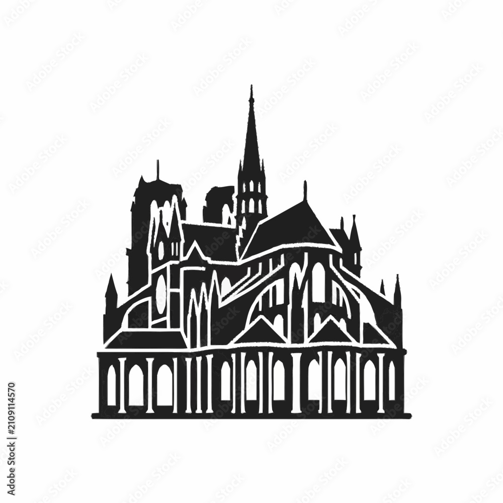 Fototapeta premium Gothic Cathedral Silhouette Architectural Design.