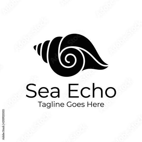 Fotografie Bold black nautilus shell icon emphasizing natural curves and marine beauty for beach resorts