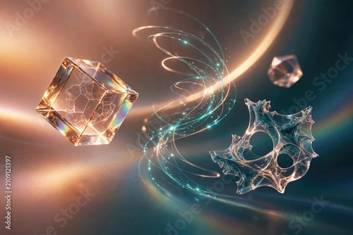Futuristic Geometric Shapes in Cosmic Light