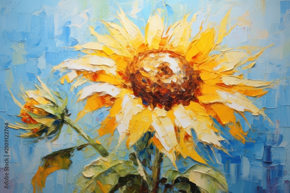 Fototapeta premium Sunflower painting art plant.