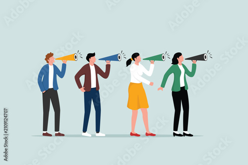 фотографія A word-of-mouth marketing strategy featuring someone using a megaphone to share stories with their friends