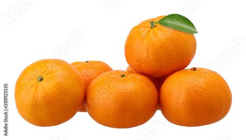 Close up, Pile of orange fruits with leaves isolated, transparent PNG