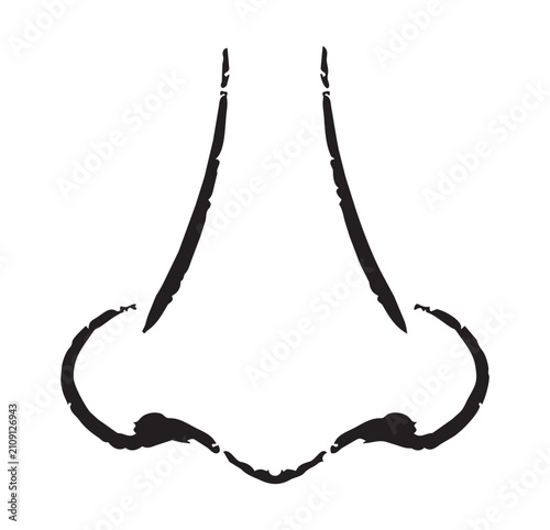 hand drawn nose sketch vector. body part. smell.