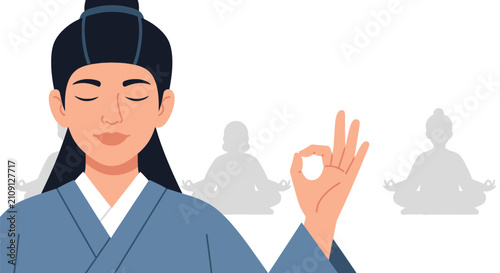 Картината върху платно Man in meditative pose with mudra hand gesture
