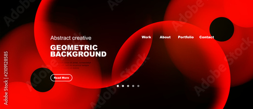 Fotografía Abstract red shapes dominate dark background