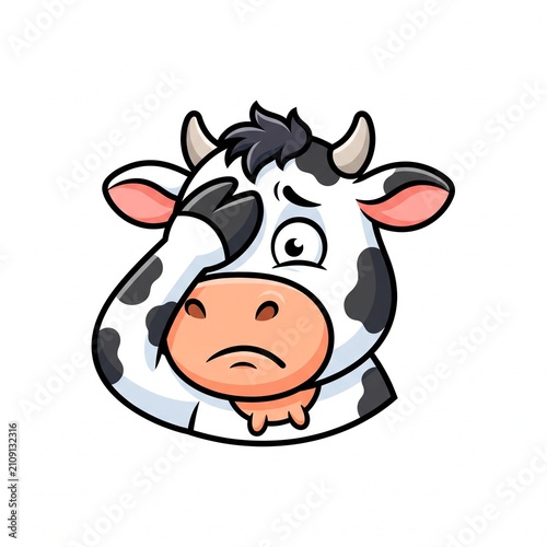 Sad Cow Facepalm Mascot Head Vector Illustration