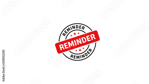 Round black and red reminder rubber stamp icon vector isolated on white background