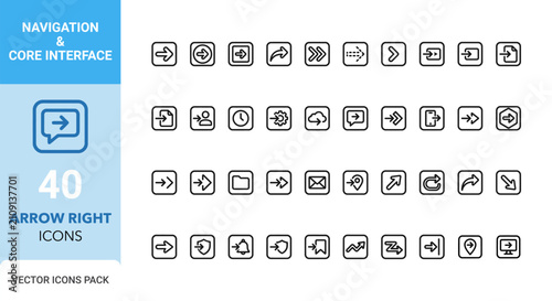 Ui ux basic icon pack 40 navigation interface arrow icons for design projects