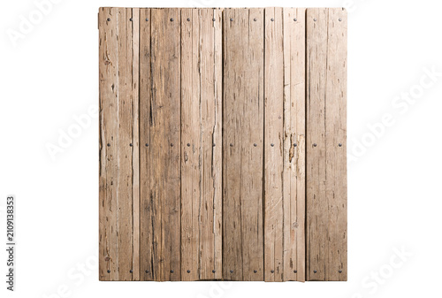 Wooden Trestle table isolated on white background. 3d rendering. top view. 