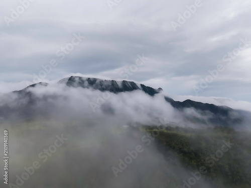 Phu Soi Dao National Park in the rainy season with mist covering the trees and forest has a beautiful and refreshing nature. Located in Thailand