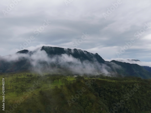 Phu Soi Dao National Park in the rainy season with mist covering the trees and forest has a beautiful and refreshing nature. Located in Thailand