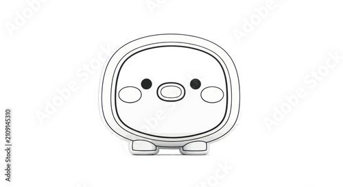 Fotografija Cute round cartoon character outline with happy expression
