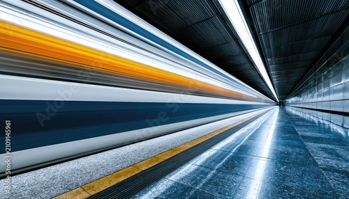 Abstract Motion Blur of a High-Speed Train in a Tunnel.