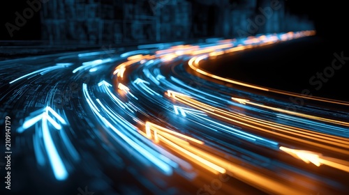 Abstract Streaks of Light Representing Speed and Technology.