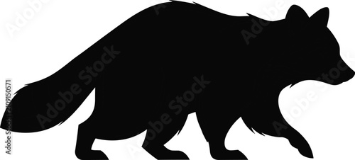 Fotografía Raccoon silhouette artwork, walking posture design, bushy tail bands, nocturnal