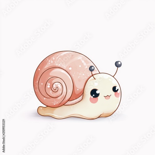 Cute Pink Snail Character With Sparkling Shell Isolated On White Background Digital Pixel Art