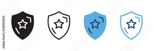 Tableau sur toile Shield with Stars and Solid Icons