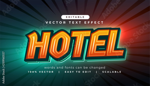 Bild auf Leinwand 3d style orange hotel editable wotd text effect vector