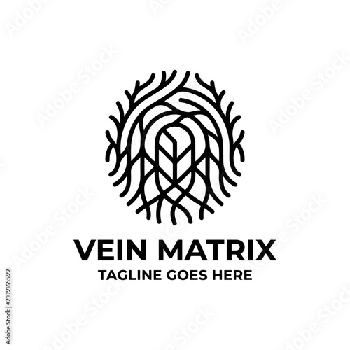 Symmetrical organic design resembling tree roots or neural networks for biology or environmental branding.