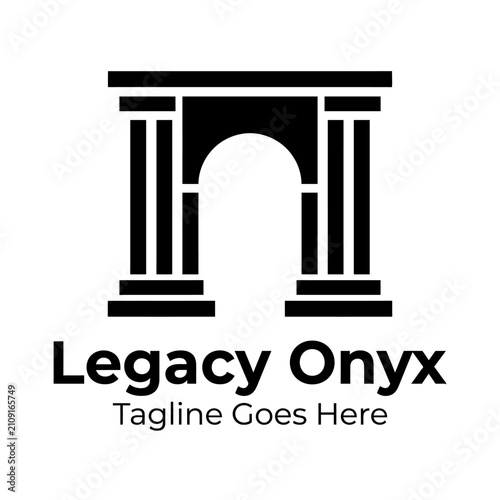 Stately column and archway graphic for legal, heritage, or real estate firms.
