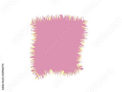A rectangular patch of soft pink fabric with a frayed and rustic edge