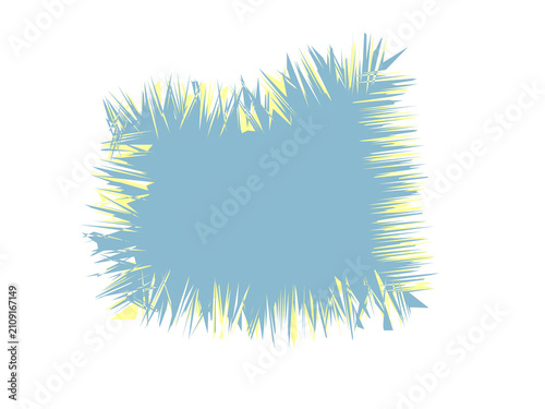 Abstract light blue shape with a textured yellow fringe edge effect