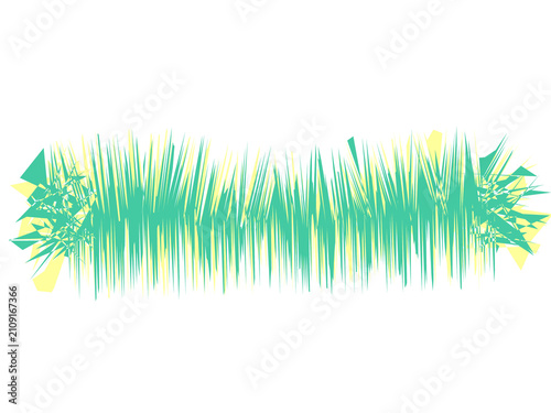A textured vibrant green and yellow abstract painted brush stroke element