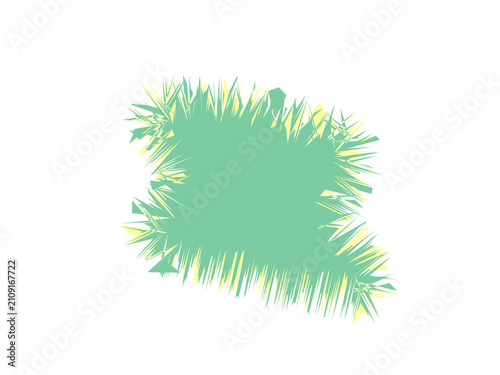 Abstract textured shape with light green and yellow pixelated edges