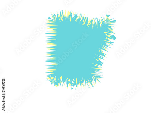 Abstract light blue rectangular shape with jagged and textured fuzzy edges