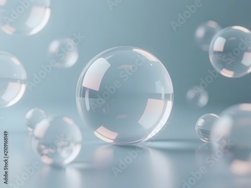 Transparent Glass Bubble Background with Elegant 3D Floating Spheres