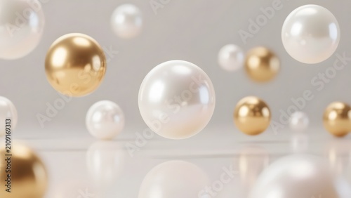 Luxury Gold and Pearl Cute 3D Bubble Background with Elegant Metallic Shine
