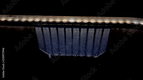Night illuminated view of Tai Tam Tuk Dam. July 18 2026