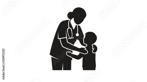 Tableau sur toile Doctor comforting a young child in a clinical setting highlights the importance of empathy and compassionate pediatric medical care