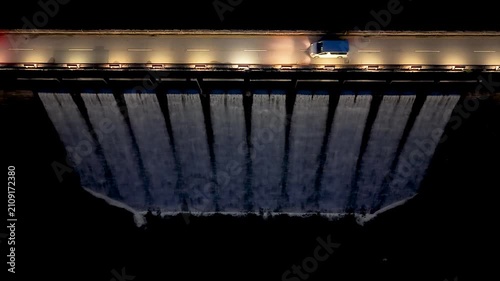 Night illuminated view of Tai Tam Tuk Dam. July 18 2026