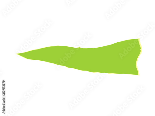 Foto A single piece of bright green torn paper with a ragged edge and texture
