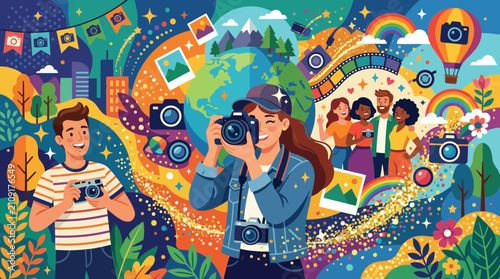 Creative Photography Concept: People Capturing Memories Around the World