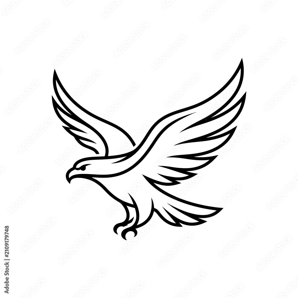Fototapeta premium Majestic Flying Eagle Mascot Vector Line Art Illustration